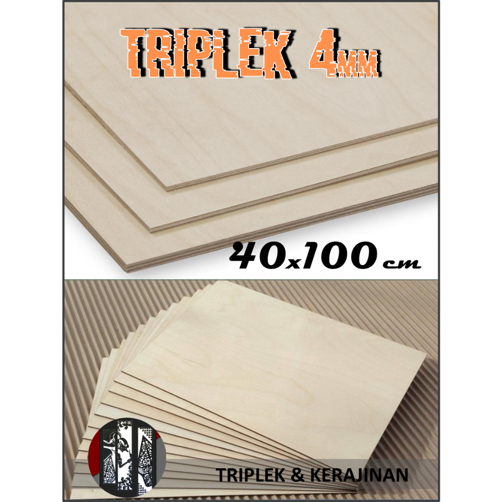 Triplek 4mm 40x100 cm (Plywood Multiplek 4 mm 40 x 100 | 100x40 | 100 x 40 cm)