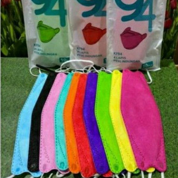 Masker KF94 warna warni mix 10 pcs/ 1 pack /convex kf94 4ply hitam  / kf 94  dr itc/ kf earloop evo
