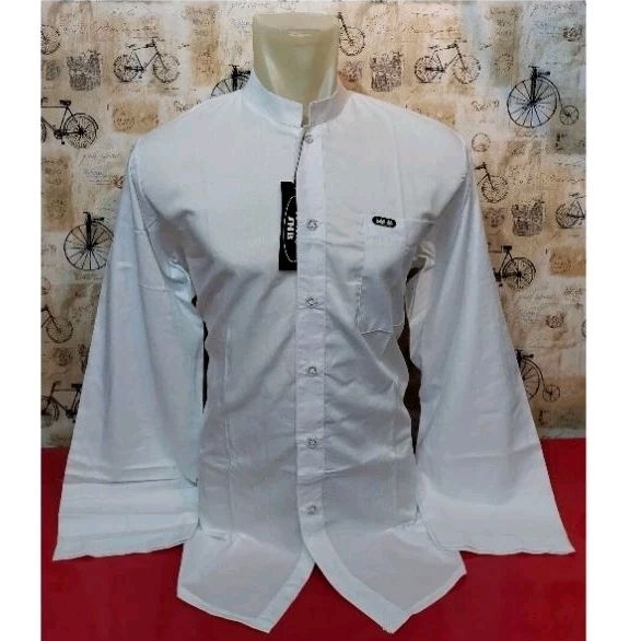 Baju Koko Dewasa Putih Polos/Koko dewasa bahan katun/baju muslim kemeja Koko dewasa putih lengan pan