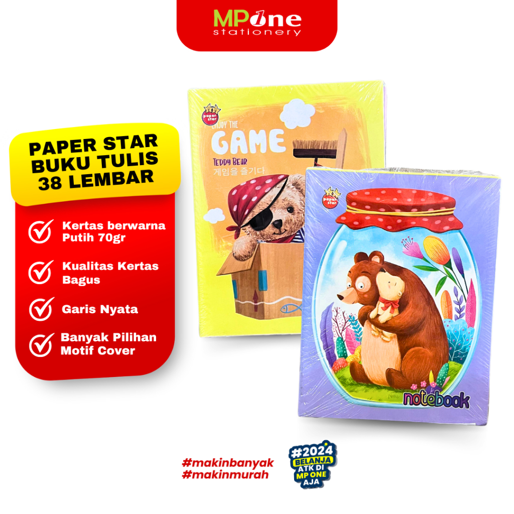 

(1 PACK) Buku Tulis Paper Star 38 Lembar / Buku Tulis merk Paper Star 38 isi 10 Buku / PaperStar 38 Lembar