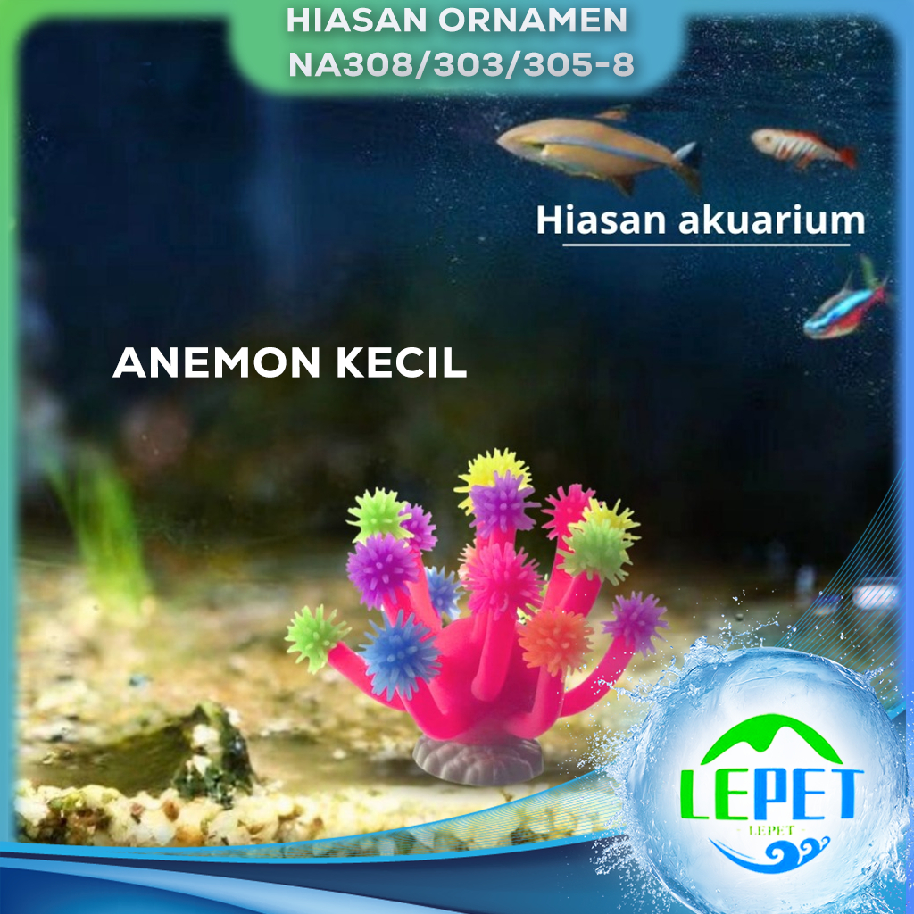 LEPET Hiasan Aquarium NA308/303/305-8 Anemon Kecil Hiasan Jelly Silikon Aquarium