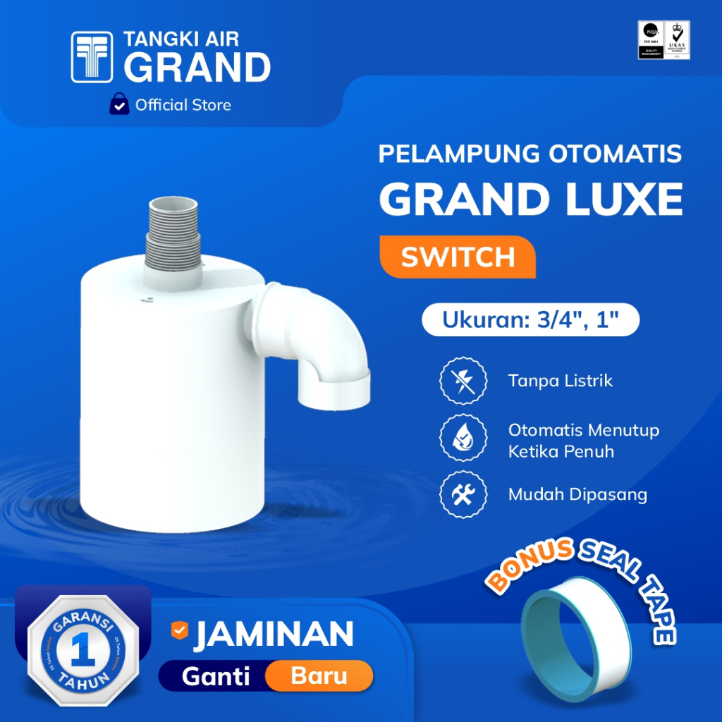 Pelampung Otomatis Terbaru Grand Luxe Switch Pelampung Otomatis Toren Tangki Air [FREE SEAL TAPE]