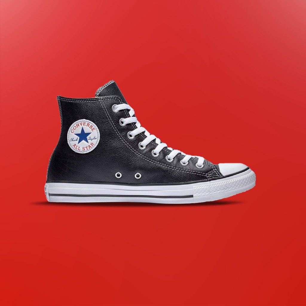 Converse All Star Classic Black White Leather High 100% Original