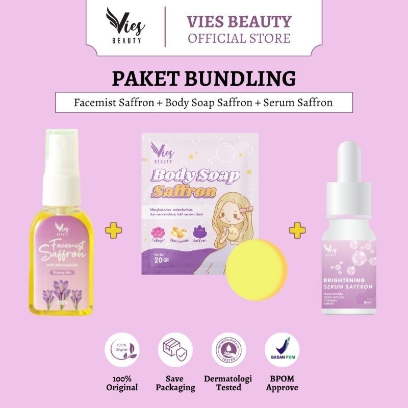 Paket Bundling pemutih / Sabun pemutih / sabun collagen/ Facemist Saffron / Serum Saffron BPOM