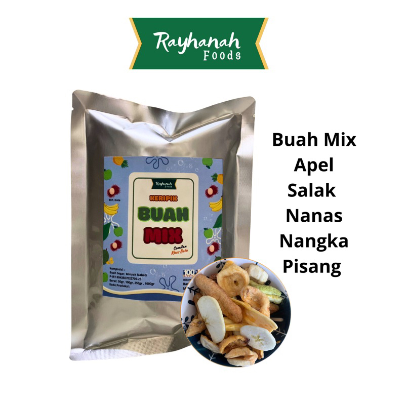 

Kemasan 350 Gram Keripik buah MIx Rayhanah Foods oleh oleh khas batu buah asli 50 gram