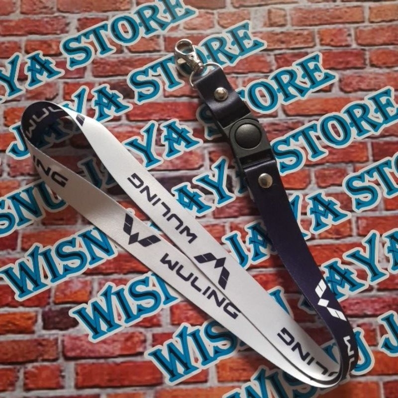 

lanyard tali idcard layer tali gantungan wuling putih biru