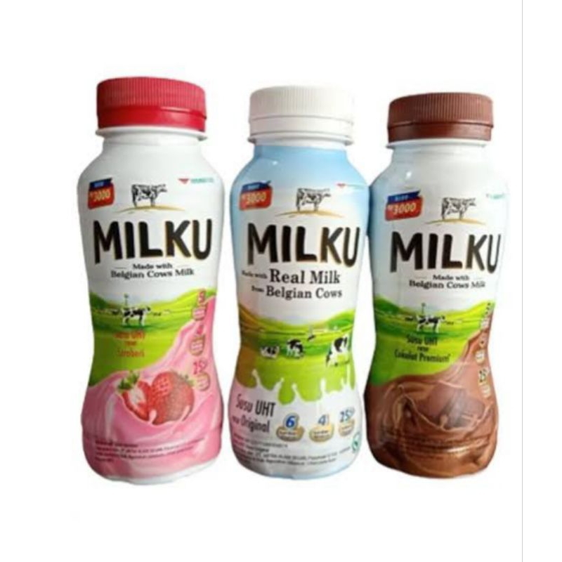 

MINUMAN SUSU UHT MILKU ALL VARIAN KEMASAN BOTOL 200 ML SATUAN (BISA CAMPUR)