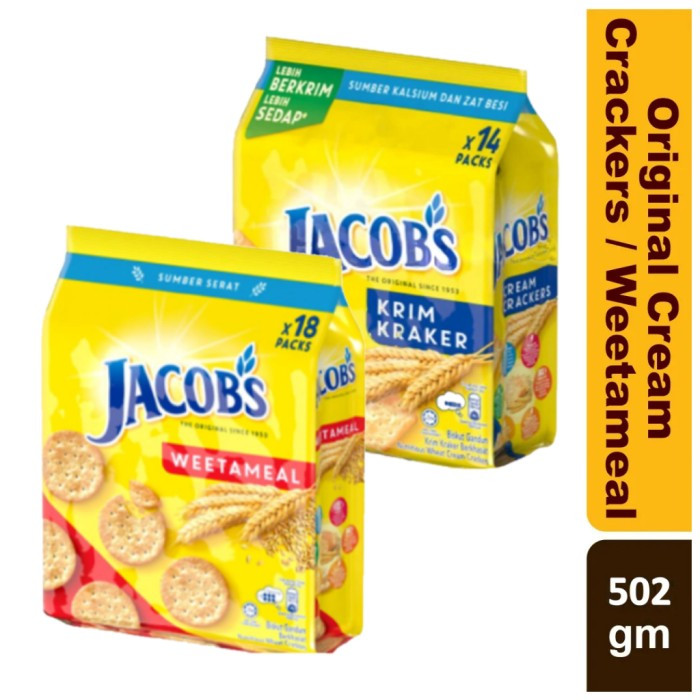 

Biskuit Jacobs Cream Cracker | Jacob Low Sodium Hi-Fibre 504g Multipack [ 14pack x 4pcs ]