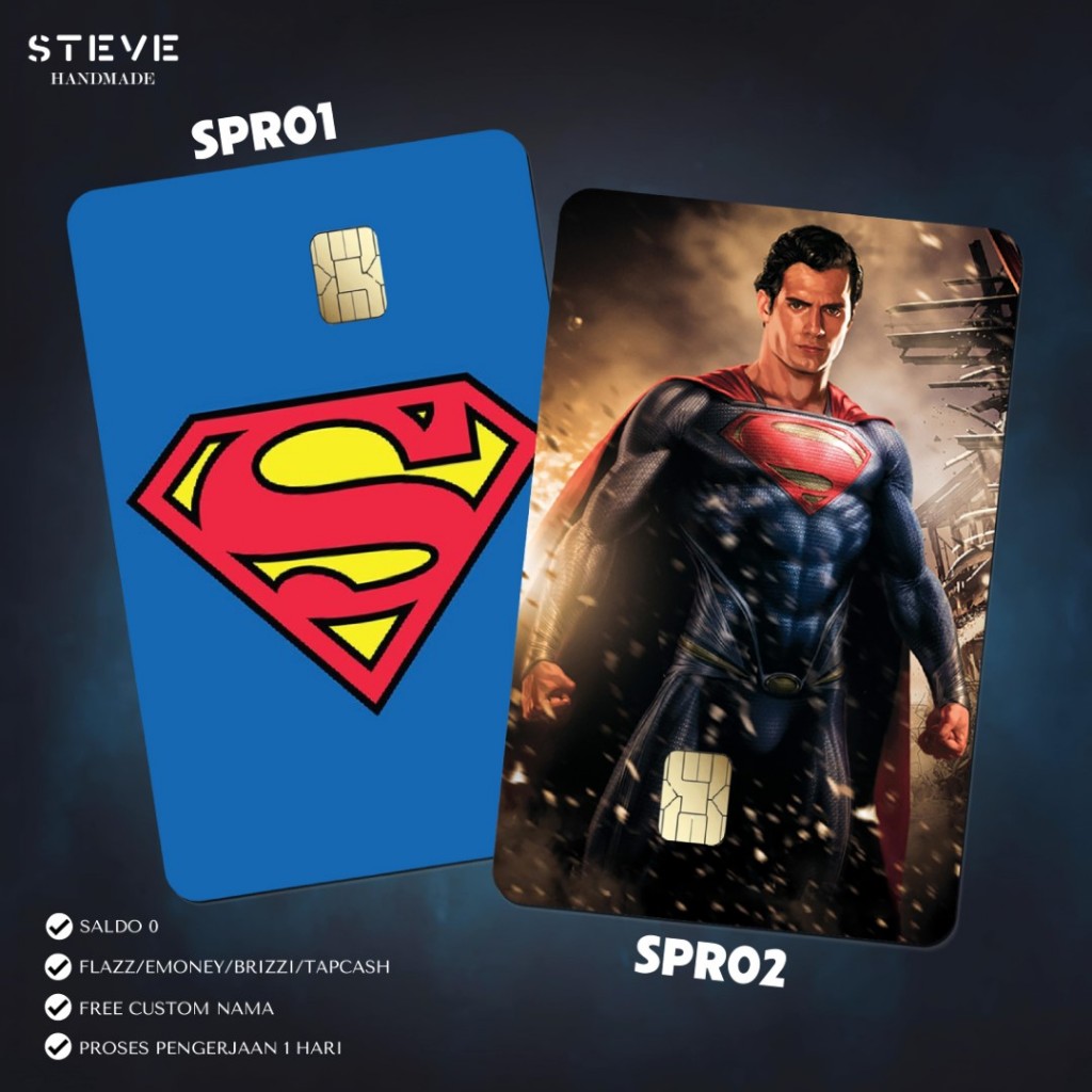 Flazz Gen 2 Emoney Brizzi Tapcash Superman Custom Nama UV Print
