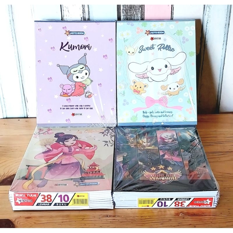 

BUKU TULIS NEW STAR/ALFA 38 / MILIH MOTIF WAJIB CHAT DULU!! MOTIF KUROMI, SWEET ROLLIE, TRAVEL, WARRIOR & SPACE / ISI 10 BUKU
