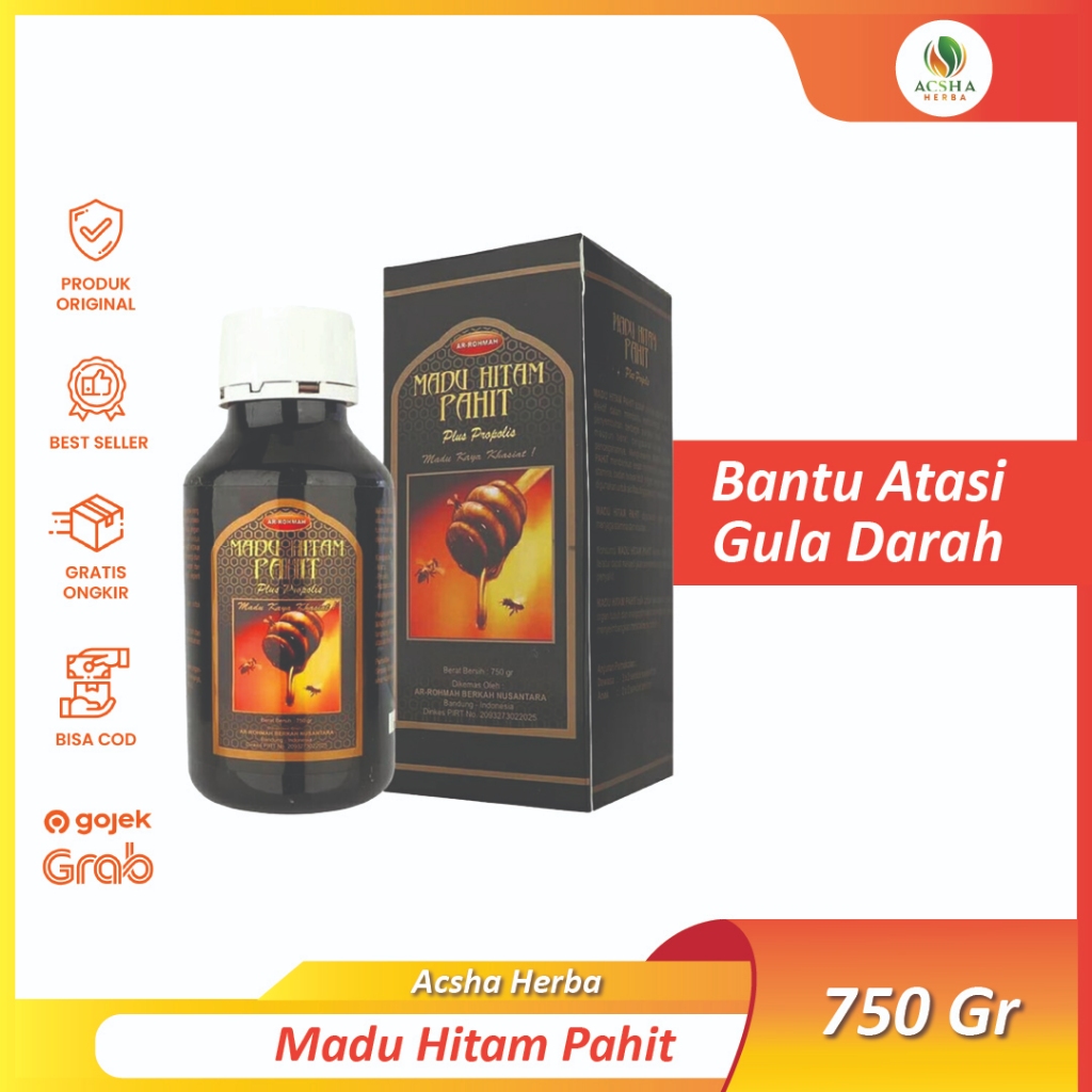 

Madu Hitam Pahit Ar Rohmah Plus Propolis 750gr