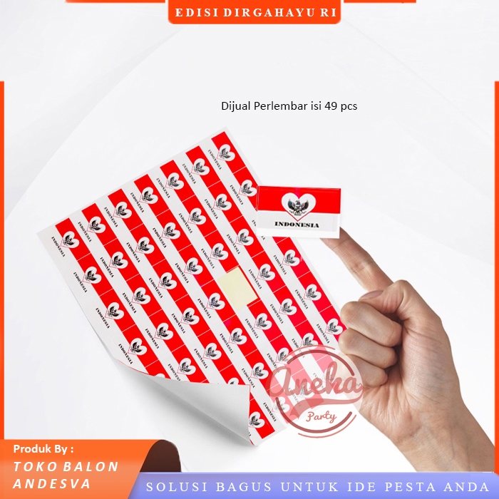 

per lembar stiker pipi indonesia / sticker pipi bendera merah putih / stiker hut ri 17 agustus