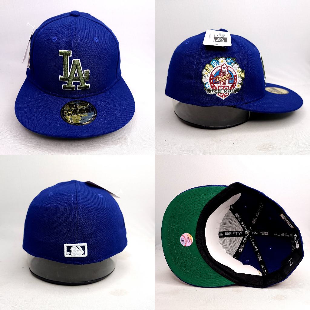 TOPI FITTED MLB LA DODGERS BIRU LOGO HIJAU PATCH