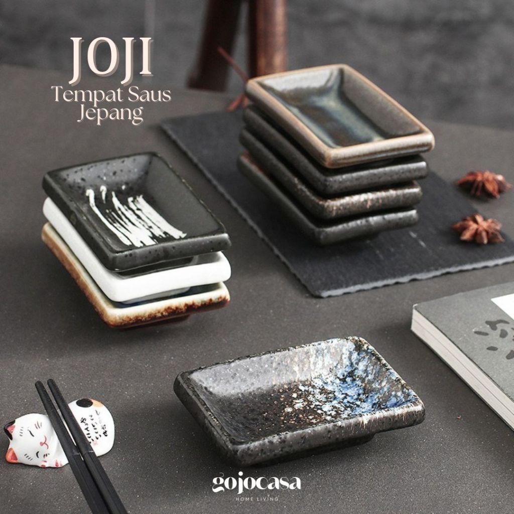 [gojocasa] JOJI Piring Tempat Saus Keramik Hitam Jepang / Ceramic Black Saucer