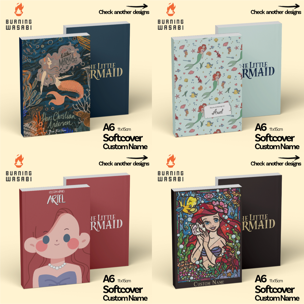 

Buku Saku Pocket Notebook Princess Ariel Little Mermaid Disney Softcover Custom Nama Jurnal A6 Polos