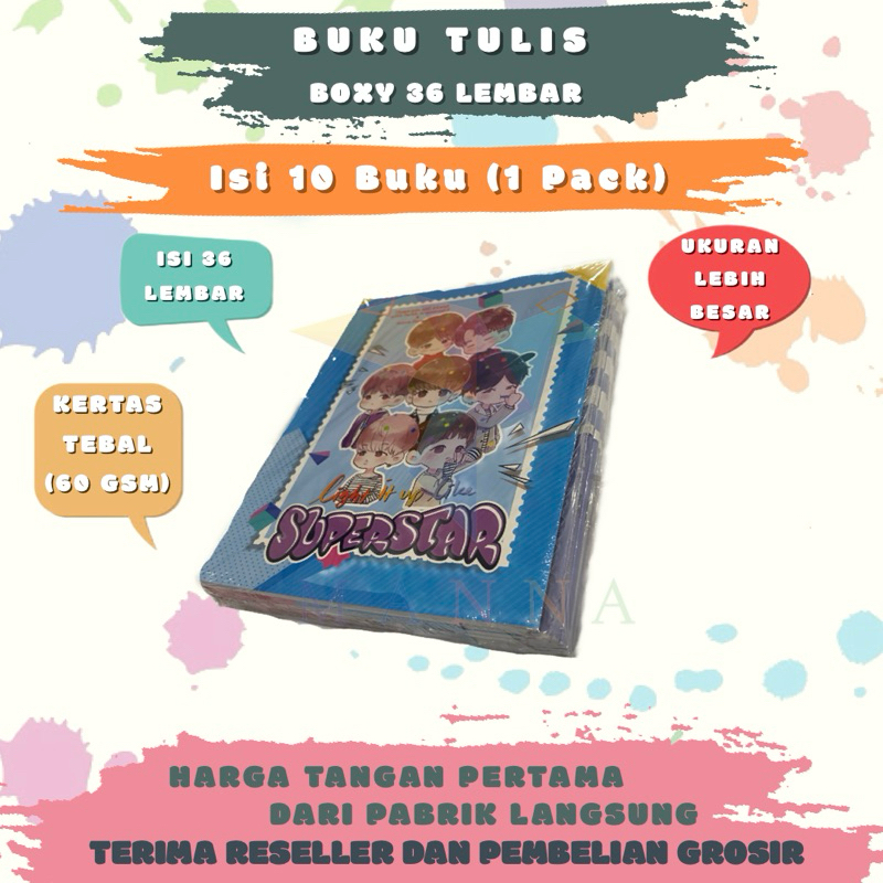 

(10 BUKU) Buku Tulis Boxy 36 Lembar Kertas HVS TJIWI 60 GSM merk SIDU SILVER HORSE PREMIUM QUALITY