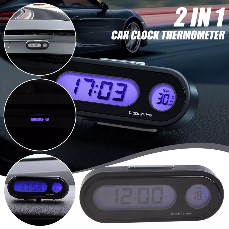 Termometer Dashboard Digital Biru Backlight Mobil Untuk Menyala Jam