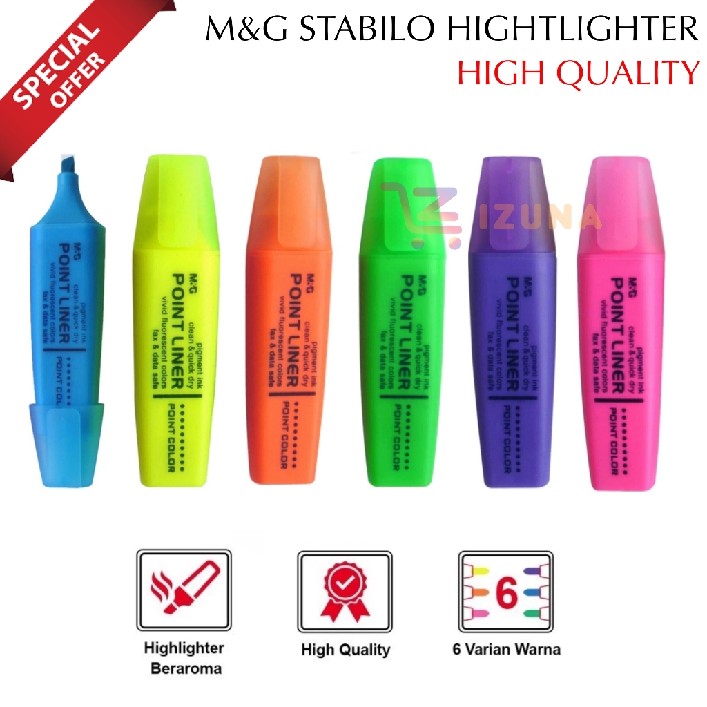 

IZ - ATK011 STABILO HIGHLIGHTER M&G / M&G POINT LINER HIGHLIGHTER / STABILO WARNA WARNI / STABILO HIGHLIGHTER / STABILO BERAROMA