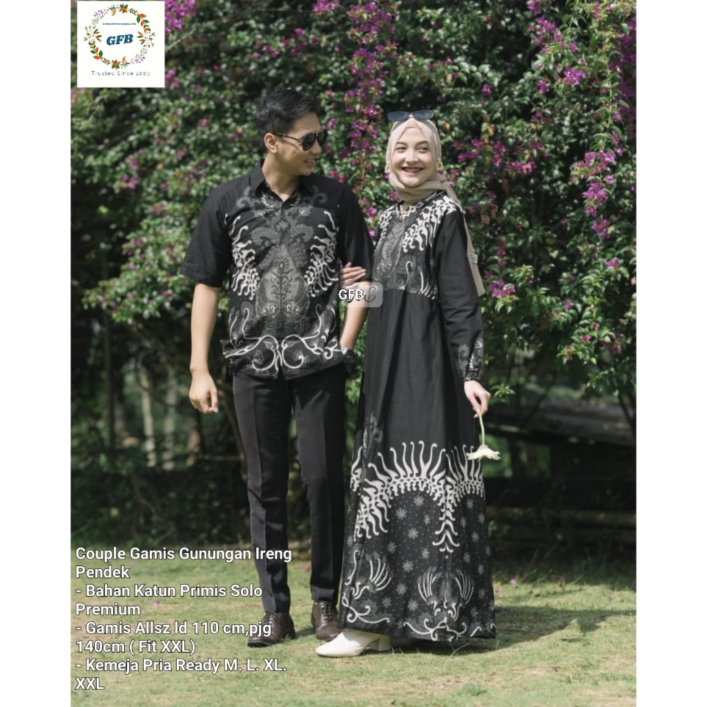 Couple Gamis Batik Premium ORI Solo Termurah Terbaru Terlaris Viral. Couple Gamis Batik Gunungan Ire