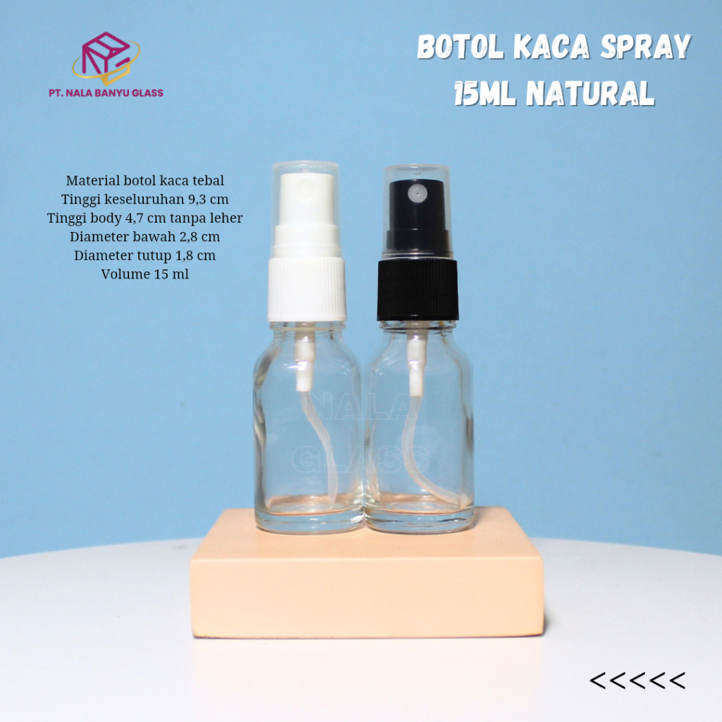 botol spray 15ml kaca bening tebal / botol serum kaca 15ml bening