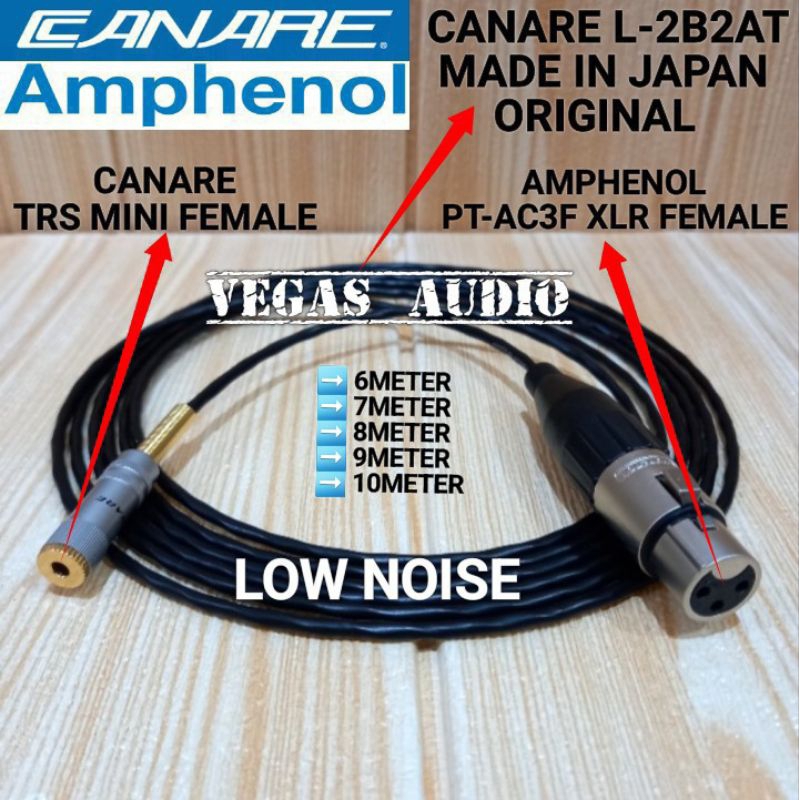 KABEL CANARE KECIL ORIGINAL JACK AMPHENOL XLR FEMALE TO 3.5MM FEMALE 6M-10M