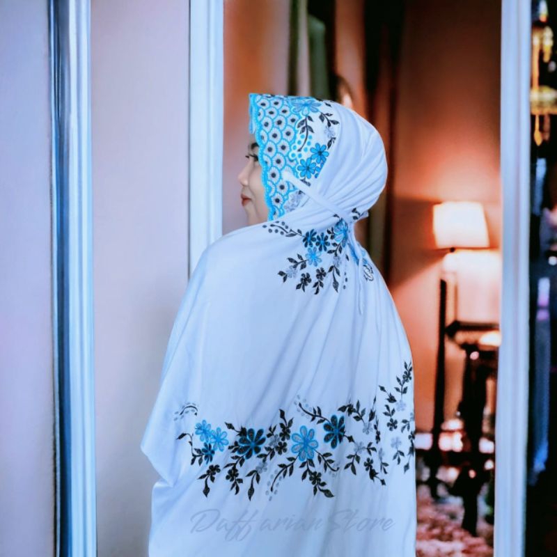 Mukena Terusan Dewasa Bordir Kain Katun Grade A Mukena Lajuran / Lajur