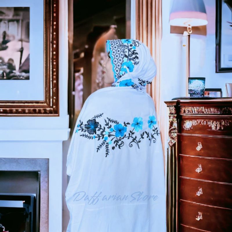 Mukena Terusan Dewasa Bordir Kain Katun Grade A Mukena Lajuran / Lajur