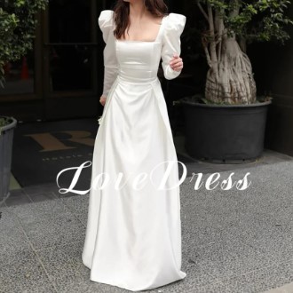 GAUN SATIN WEDDING DRESS / A-LINE  WEDDING GOWN KOREAN STYLE  SIMPLE SATIN