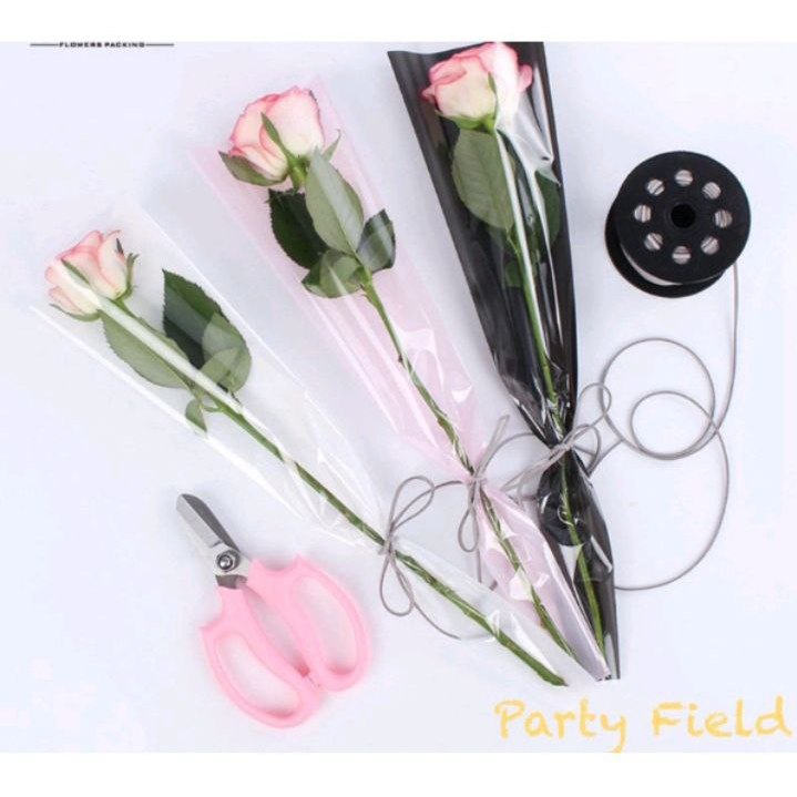 

Wrapping Paper Single Rose Polos Bouquet Transparan Wrapping
