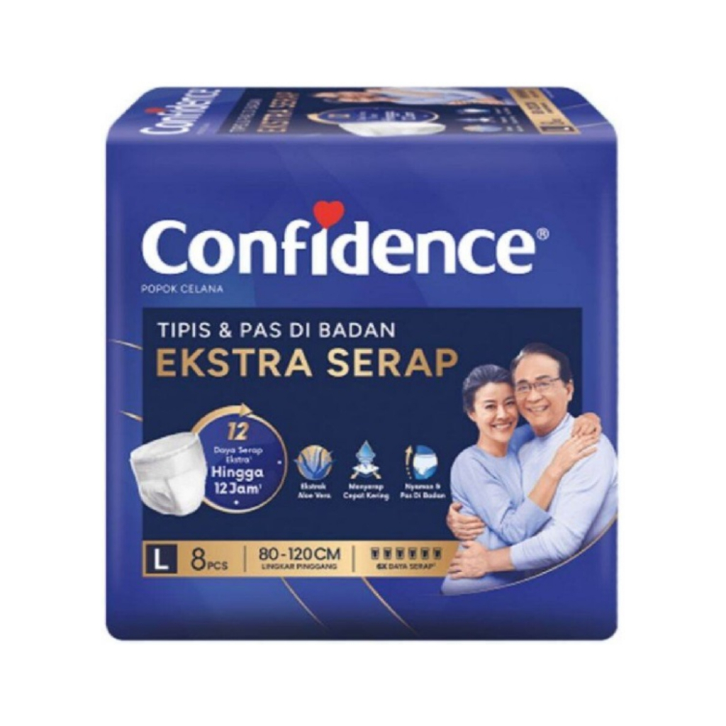 CONFIDENCE EKSTRA SERAP L 8 HEAVY FLOW POPOK CELANA DEWASA LANSIA ADULT DIAPERS EXTRA SERAP
