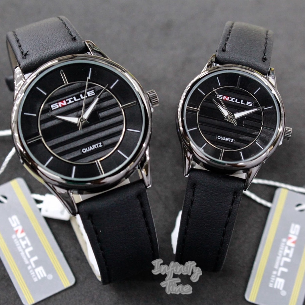 KODE N29B Jam Tangan Couple Snille N1151 Cowok Cewek Analog Strap Leather Kualitas Original Waterpro