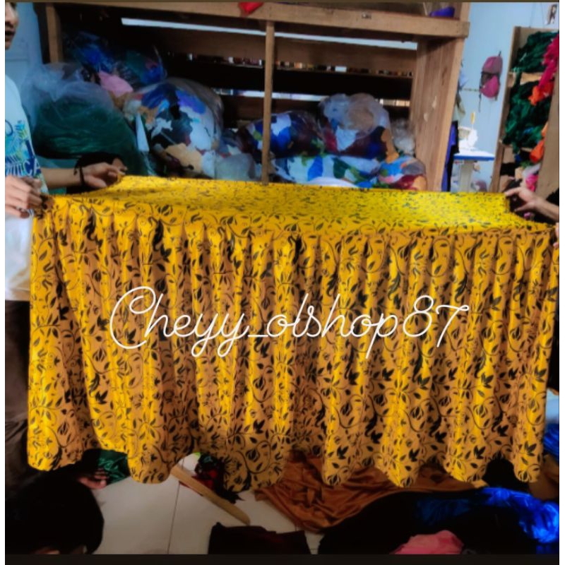 Cover Meja Full Batik 75cm X 60cm X 120cm Menutupi Depan Samping Kanan Kiri untuk Meja Standar/Meja