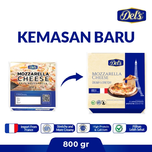 

Del's Mozzarella Cheese Creamy & Stretchy / Keju Mozzarella - 800 Gr