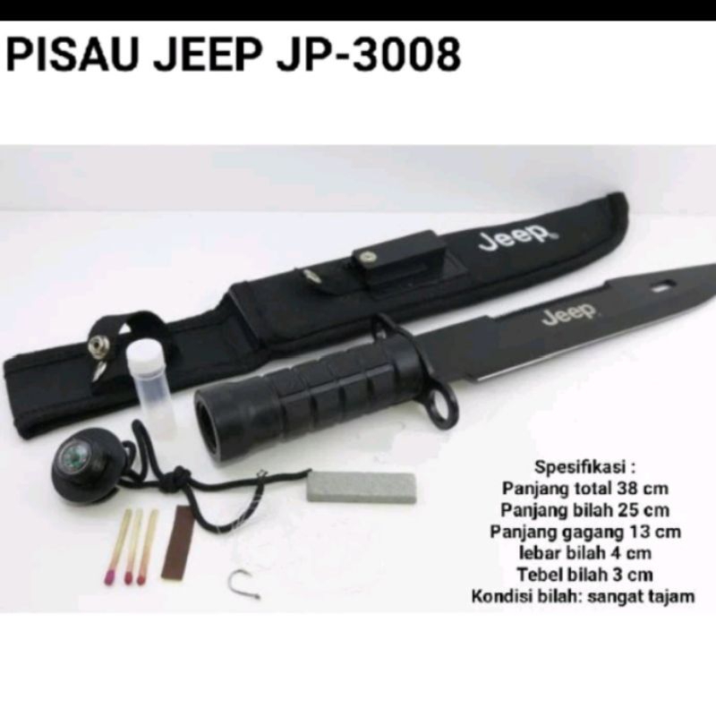 pisau JEEP / Pisau Outdoor JP3008 /pisau Hitam JEEP JP 3008 SURVIVAL KIT PISAU HUNTING