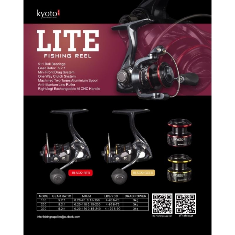 Reel Kyoto Lite Fishing Reel 100 200 300