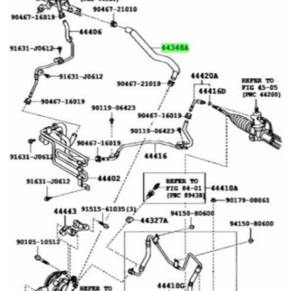 selang balik hose reservoir pump Harrier 44348-48070