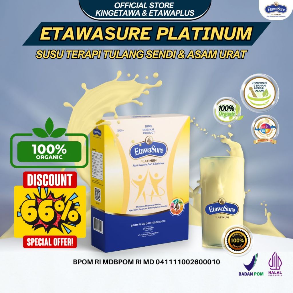 

Etawasure Platinum Susu Kambing Etawa Herbal Rasa Jahe Untuk Asam Urat dan Nyeri Sendi Isi 250gr