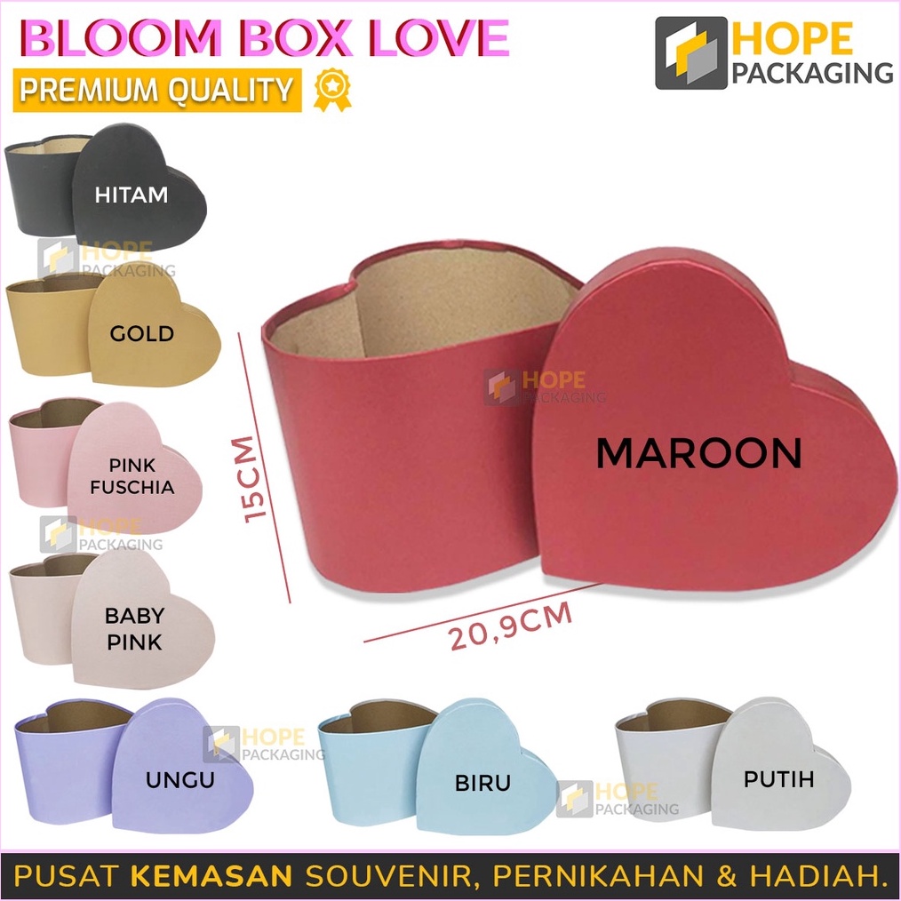 

DASYAT Bloom Box Love Diameter 15 x 1cm 2 x 15cm Kotak Bentuk Hati Flower Bloom Box Bunga Kotak Kado
