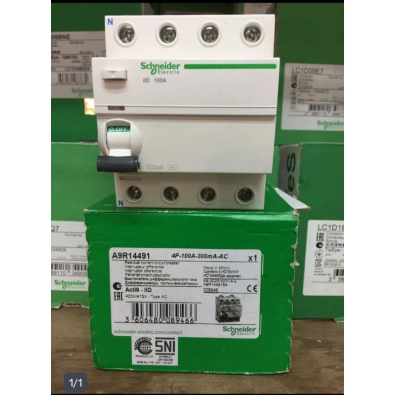 ELCB RCCB SCHNEIDER IID 4P 80A 100A 300mA