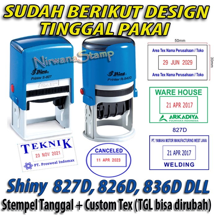 

Stempel Shiny S 827D Tanggal Otomatis Custom Text f I1G9