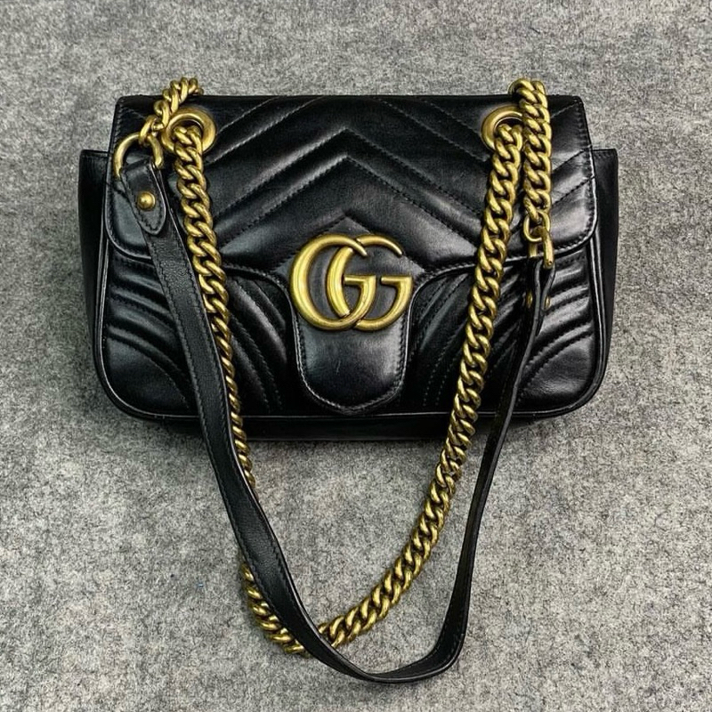 Gucci Black Calfskin Mini Marmont Sling Bag Preloved