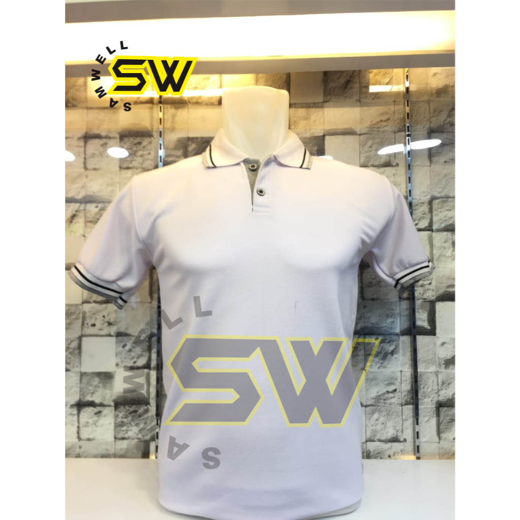 Kaos Polo Shirt Premium / Kaos Kerah Polo Tangan Pendek Pria - Wanita / Polo Shirt Pendek Putih List