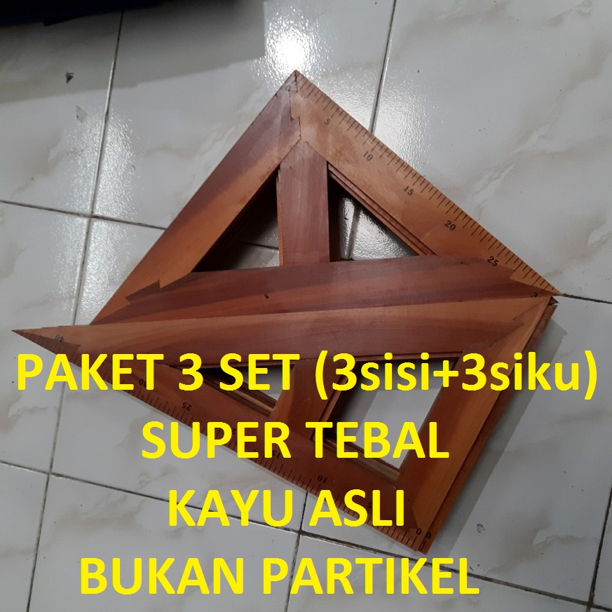 

Penggaris Segitiga Kayu 3 Set 3 sama sisi 3 siku Super Tebal x S7A8
