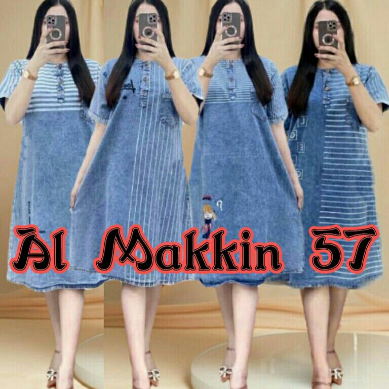 KODE V59P Dress Kancing Depan  Dress Jeans Wanita  Dress Sablon Bordir  Dress Denim  Dress Panjang  