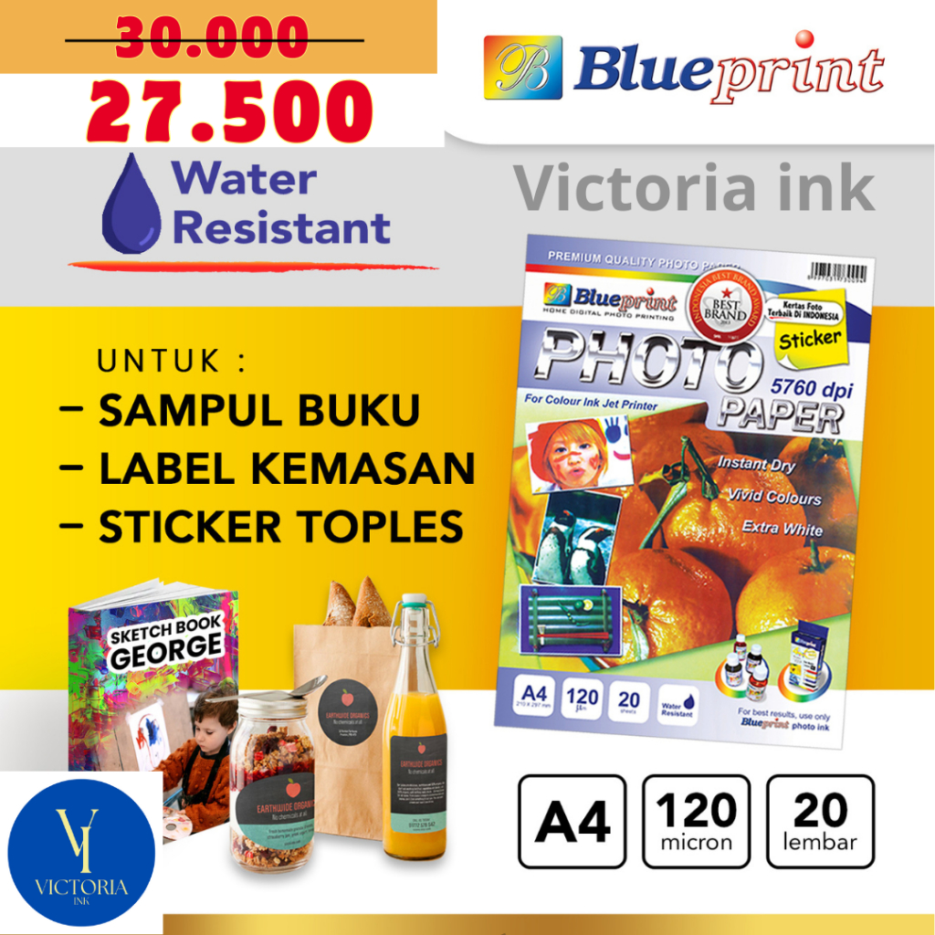 

Kertas Stiker Blueprint A4 120gsm Sticker Blueprint A4 Stiker BP