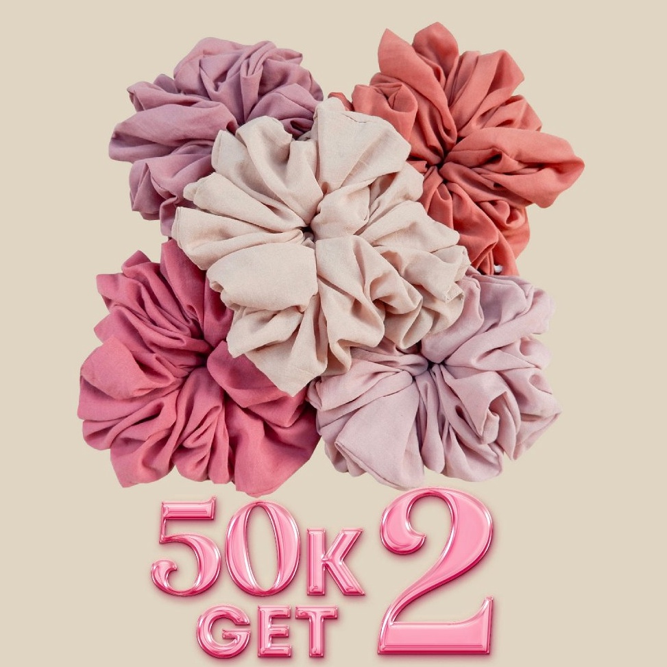 KODE N95W Lozy Hijab  Scrunchie Plain Big 5K Get 2 Ikat Rambut Cepol Hijab