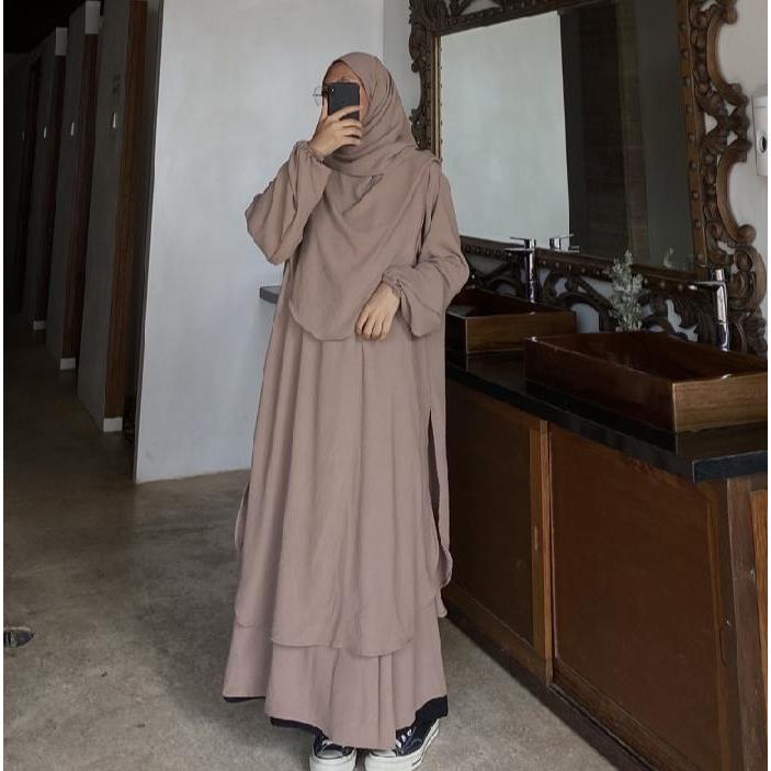 Set Rok ( Tunik & Rok ) Crinkle Airflow Premium Wanita Dewasa