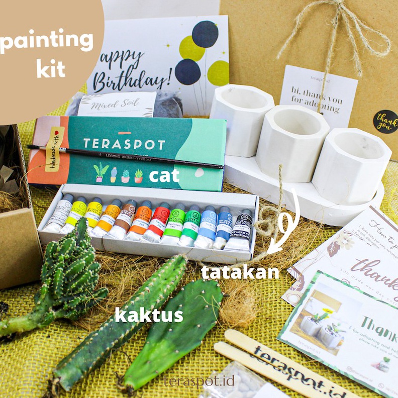 

KODE Y75Z Painting kit Planting Kit Kaktus Sukulen DIY Mewarnai Pot untuk Hampers Hadiah Souvenir kado
