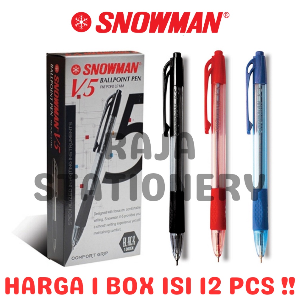 

SNOWMAN BALL PEN CLICKER BLACK BLUE RED PENA PULPEN CETEK SNOWMAN V5 HITAM BIRU MERAH LUSIN 12PCS i VF3