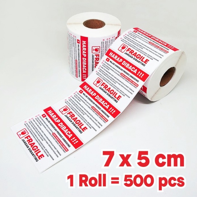 

Sticker Label Wajib Video Unboxing Stiker Pengiriman Olshop 7 x 5 cm 1 roll 5 pcs q CF8